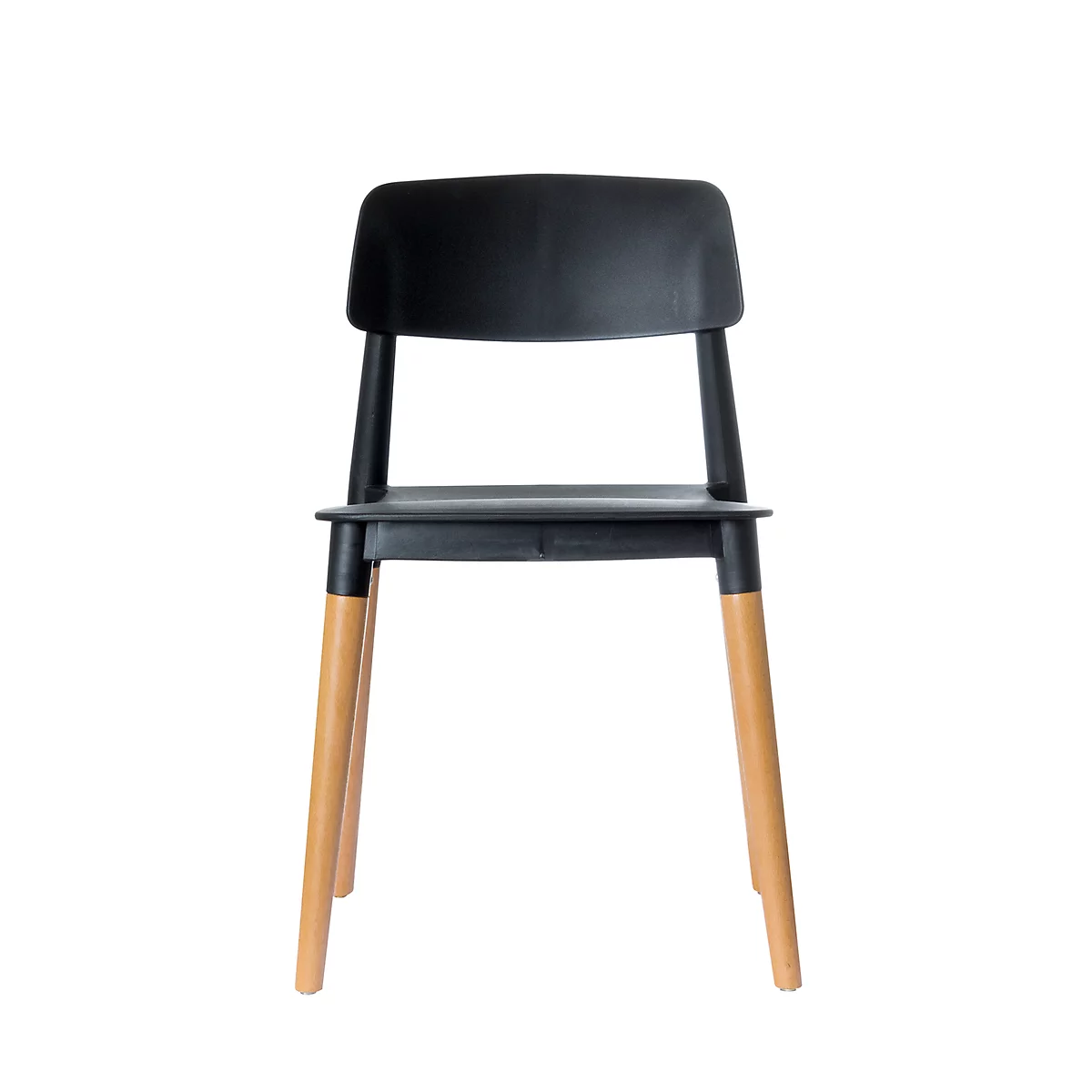 Silla Paperflow Glamwood, madera maciza, asiento de PP, negro, juego de 2