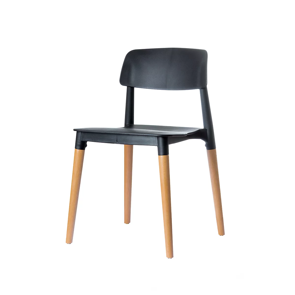 Silla Paperflow Glamwood, madera maciza, asiento de PP, negro, juego de 2