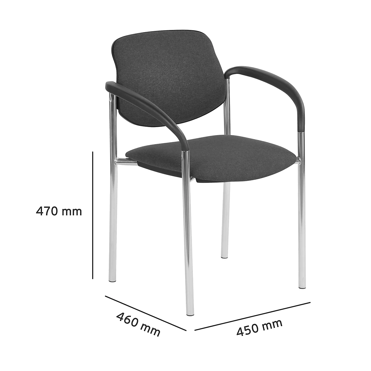 Silla para visitas Styl, antracita, cromado, apilable hasta 6 unidades