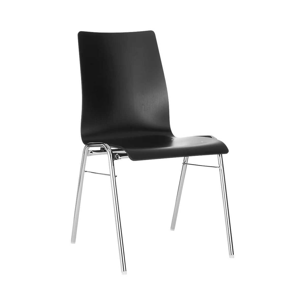 Silla Shell 720, apilable, asiento cónico, negro