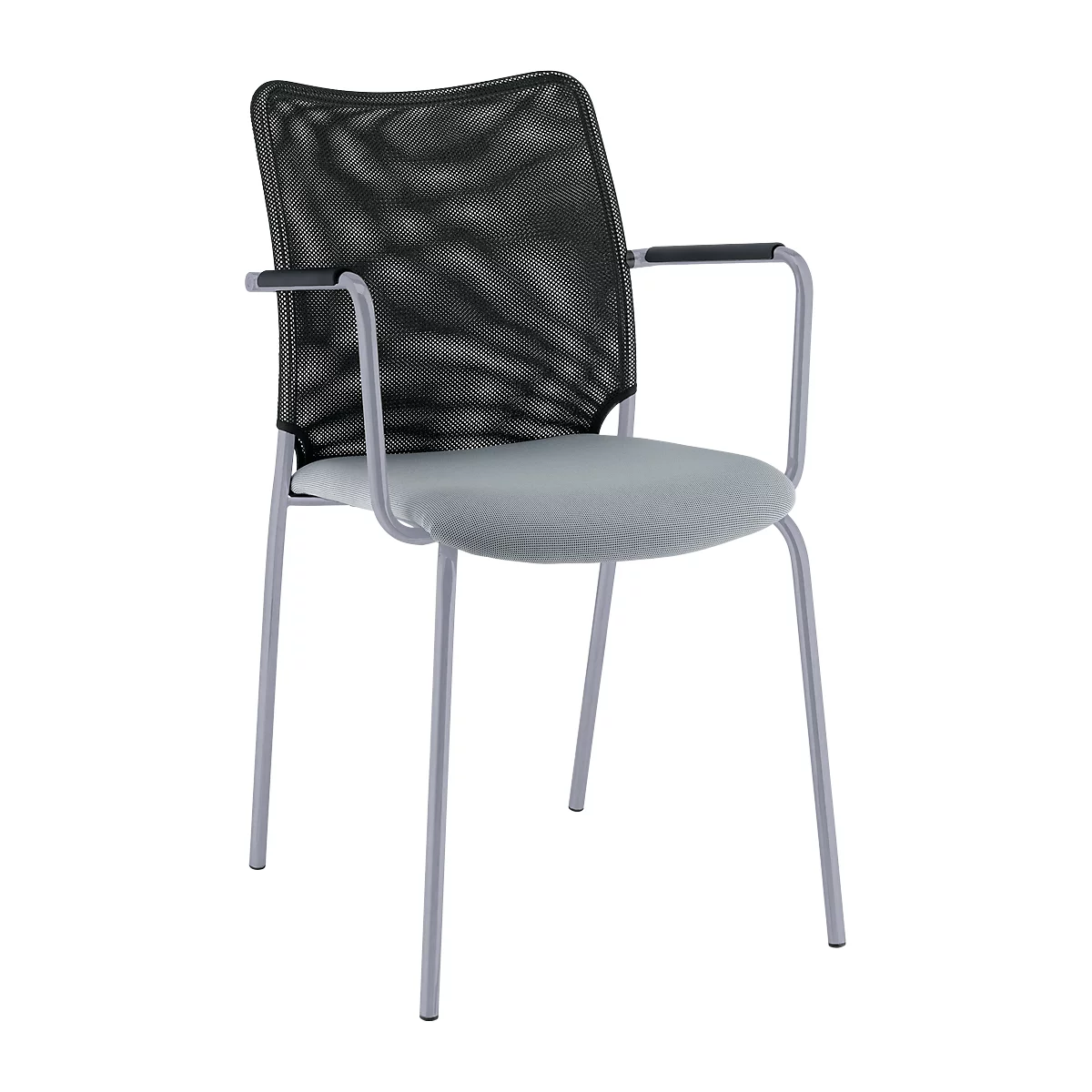 Silla Sun de cuatro patas, con reposabrazos, apilable hasta 5 unidades, aluminio plata/gris