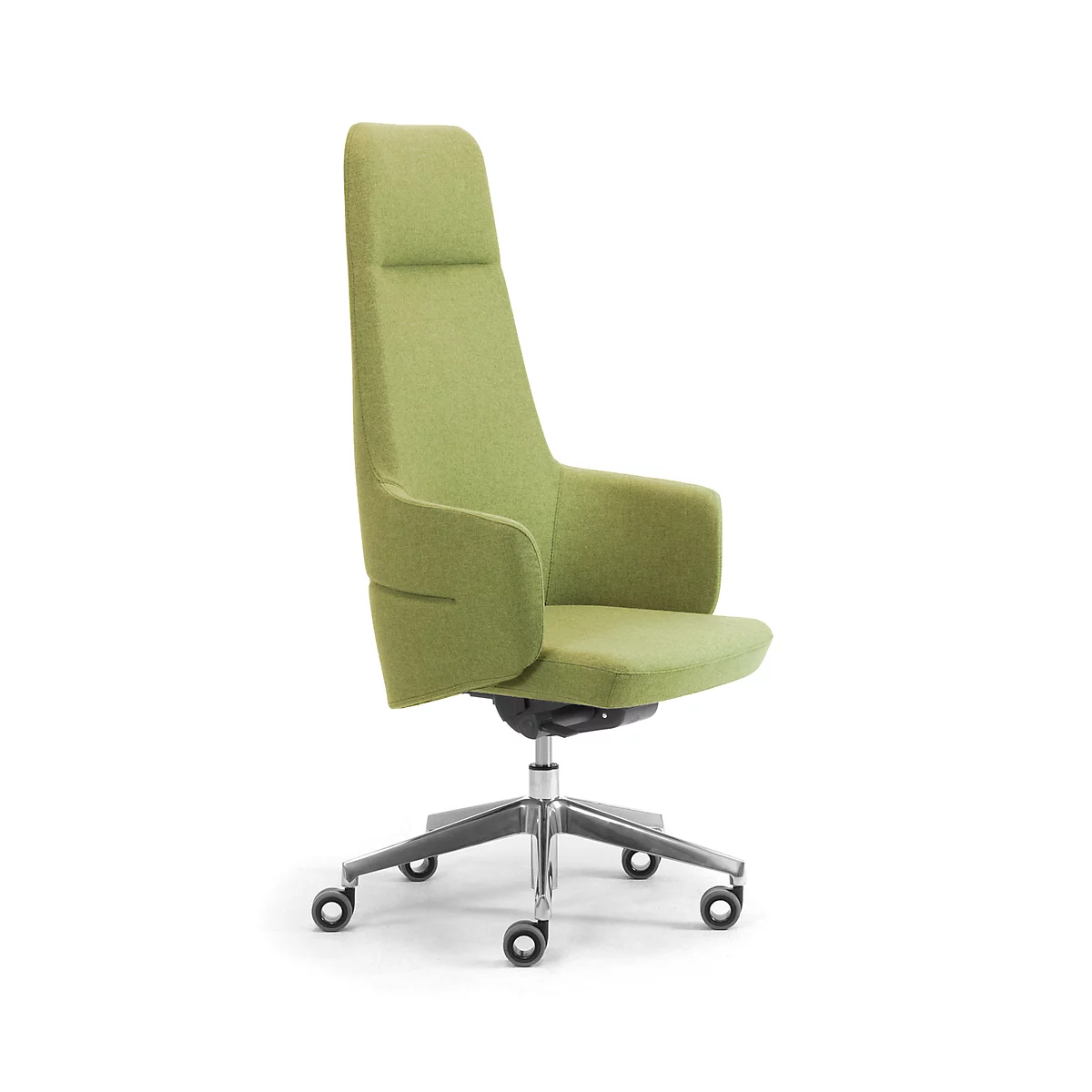 Sillón de dirección de respaldo alto OPERA, con reposabrazos, mecanismo síncrono, asiento plano cómodo, tapizado tejido FENICE, verde