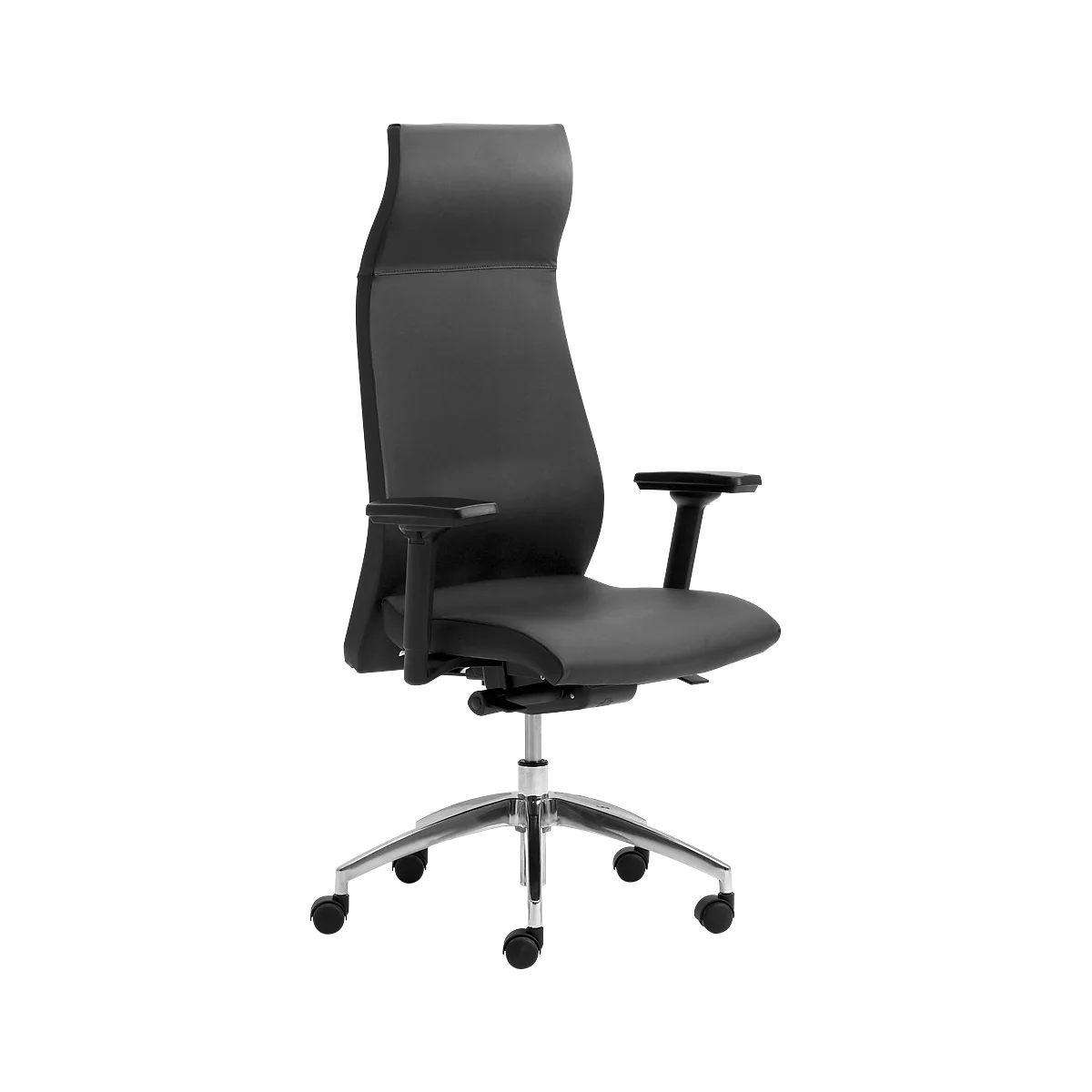 Sillón de dirección ENERGY, con reposabrazos, mecanismo síncrono, cuero auténtico, negro