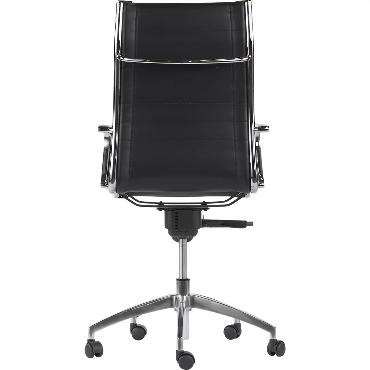 Sillón de dirección VANDA, respaldo alto, cuero, con reposabrazos, negro