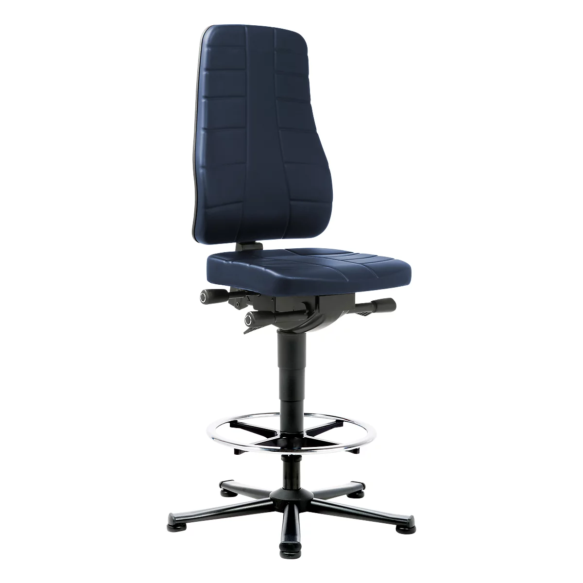 Sillón giratorio All-in-One 9641, con deslizador y reposapiés, tapizado en polipiel, azul