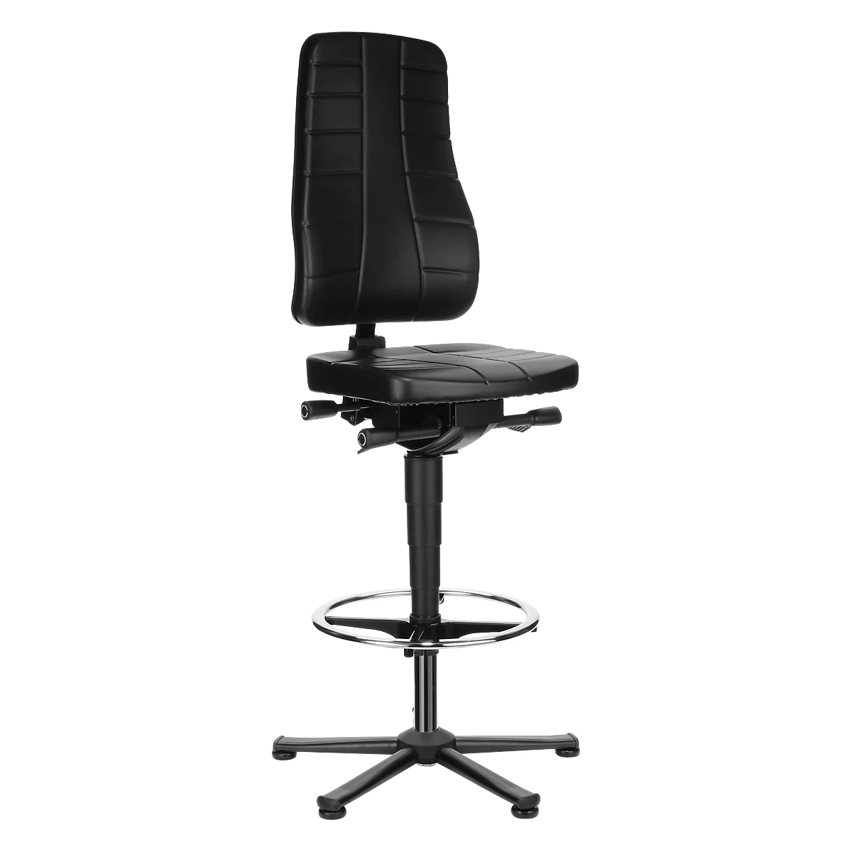 Sillón giratorio All-in-One 9641, con deslizador y reposapiés, tapizado en polipiel, negro