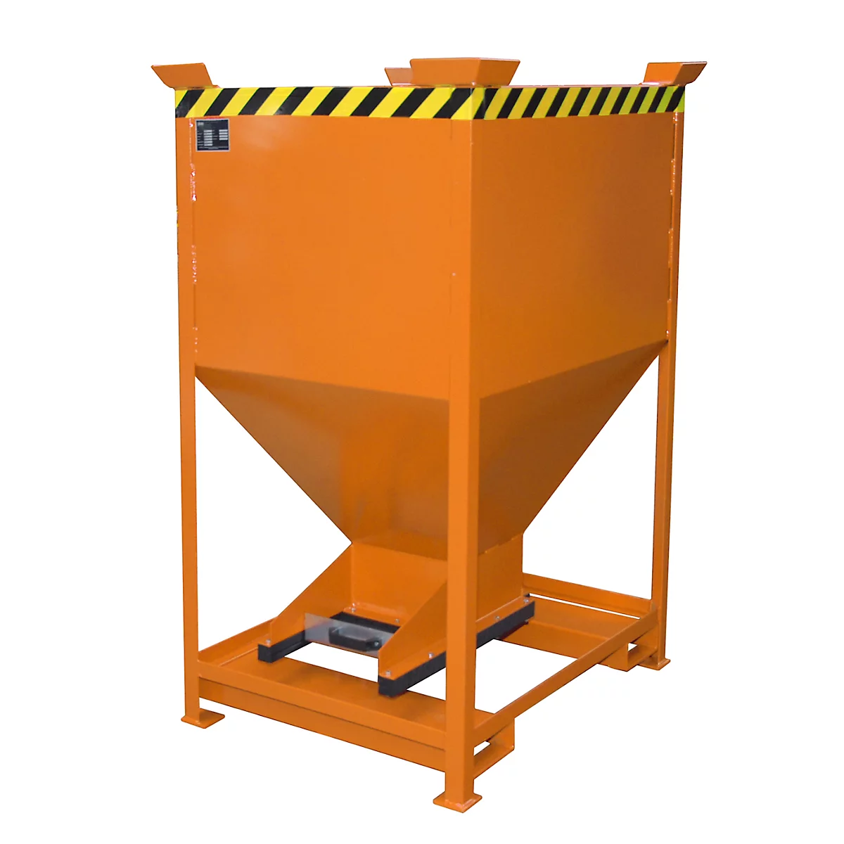 Silocontainer type SG-D 600, met insteekgaten voor hefwagen, gelakt, oranje