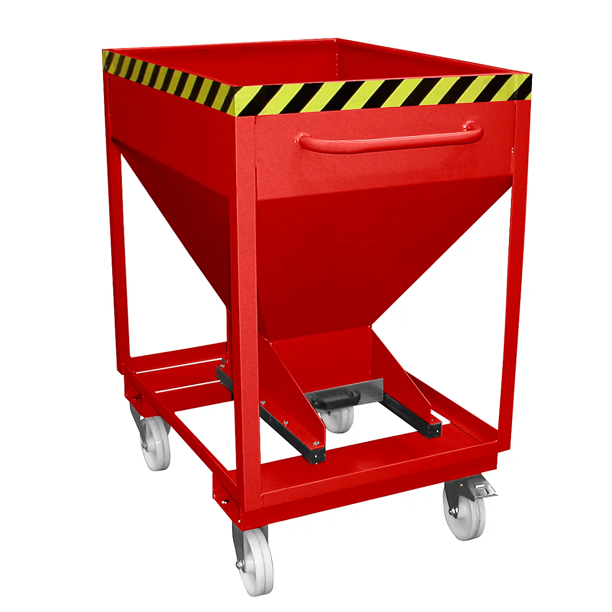 Silocontainer type SRE-D 375, met insteekgaten voor hefwagen en wielen, gelakt, rood