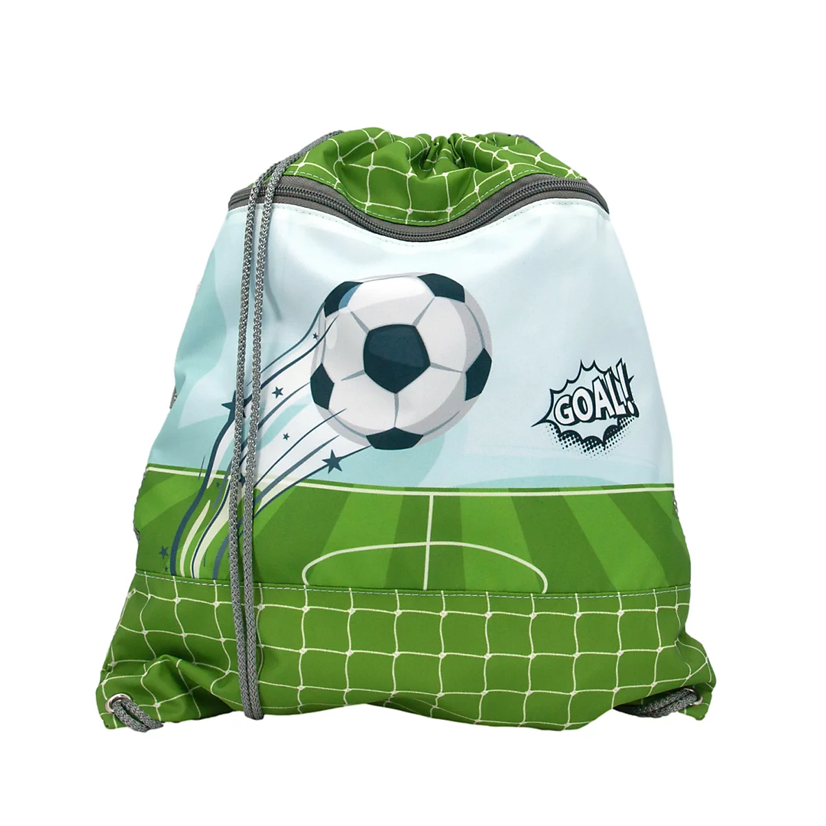 Sac de sport de football avec un motif de football et le mot "GOAL".