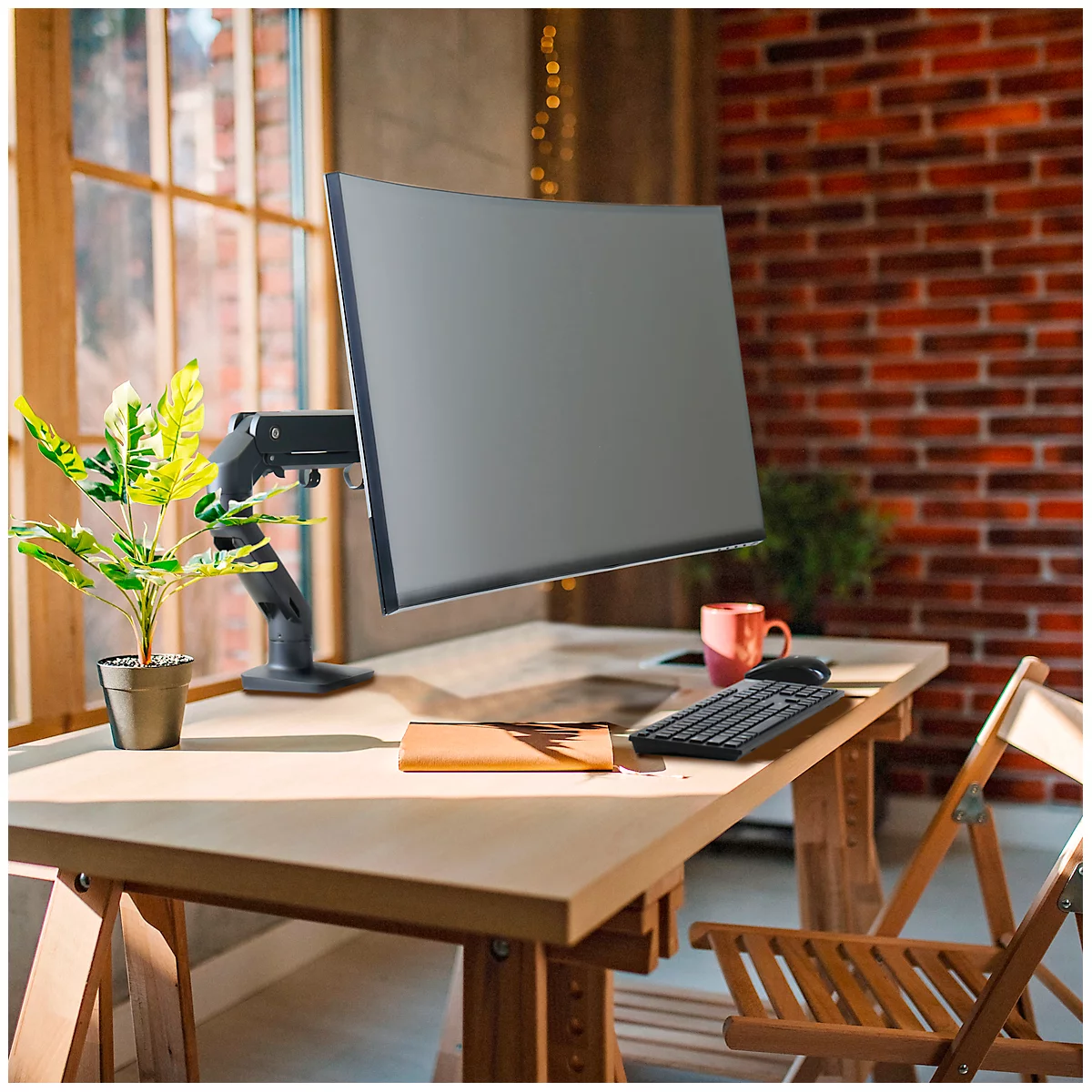 Single-Monitorarm Ergotron HX, bis 49 Zoll, höhen-/tiefenverstellbar, Neigungsfunktion, VESA, matt-schwarz