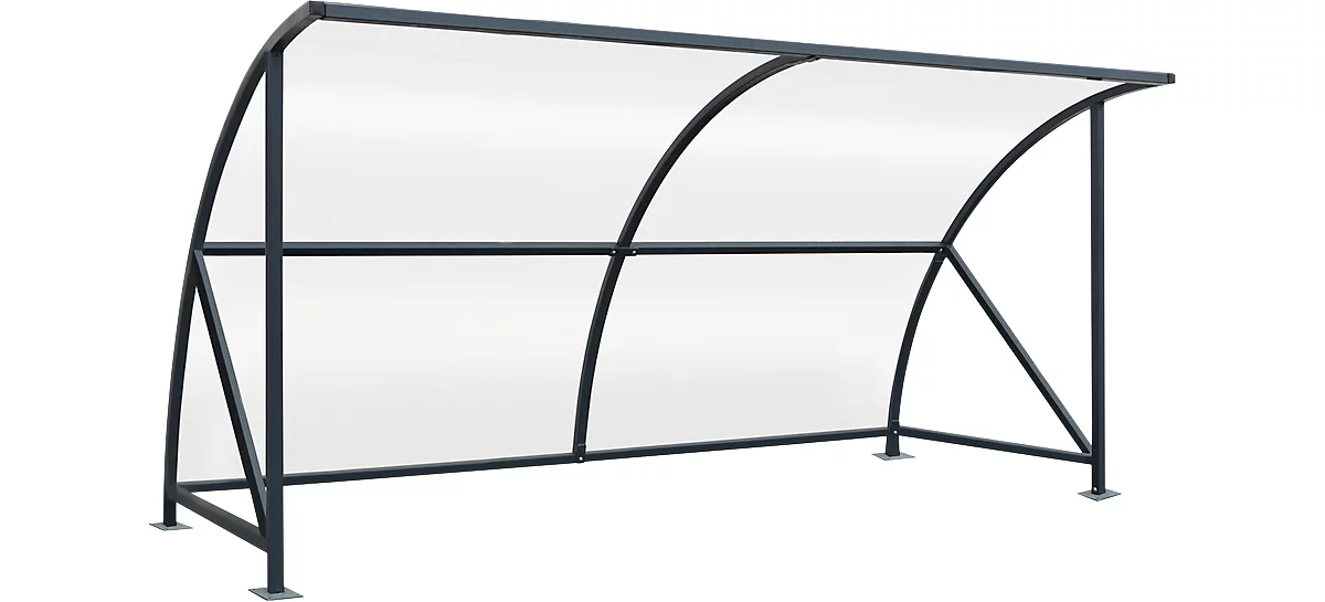 Sistema de cubierta para exteriores modelo Bamberg, transparente, ancho 4080 mm, gris antracita RAL 7016
