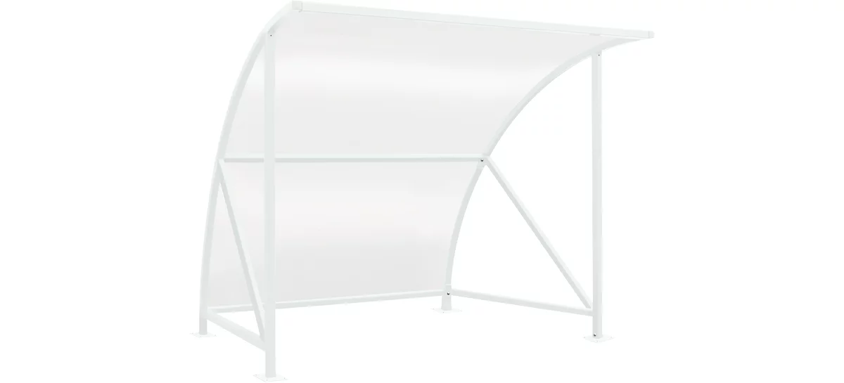 Sistema de cubierta para exteriores modelo Bamberg, transparente, W 2040 mm, blanco tráfico RAL 9016