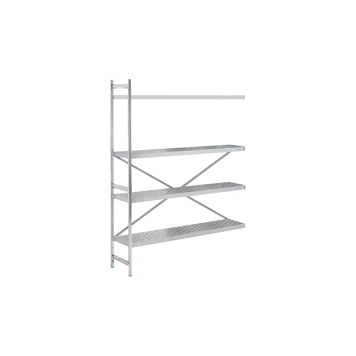 Sistema de estantería, estantería complementaria, acero inoxidable, base perforada, H 2000 x W 1475 x D 400 mm