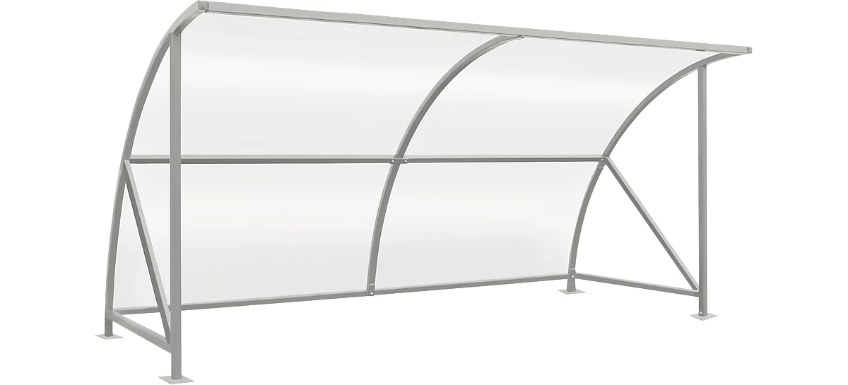 Sistema de refugio para exteriores modelo Bamberg, transparente, ancho 4080 mm, galvanizado