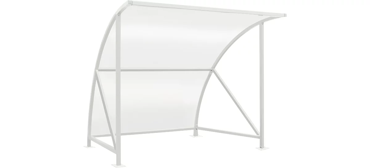 Sistema de refugio para exteriores modelo Bamberg, transparente, W 2040 mm, blanco grisáceo RAL 9002