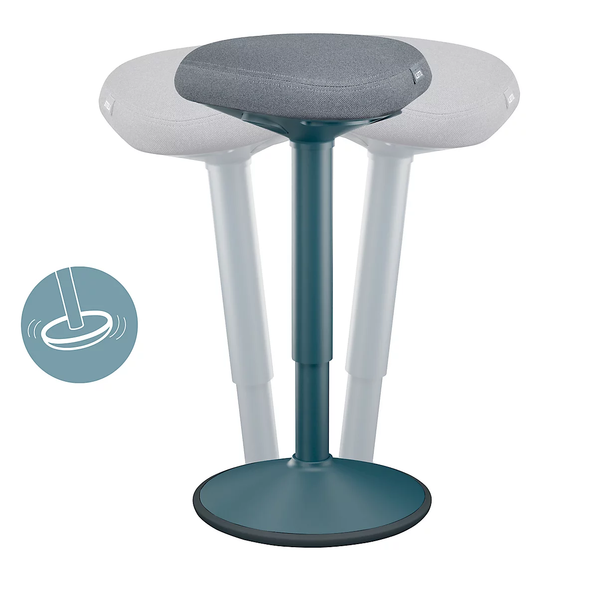 Sitz-/Stehhilfe Leitz Ergo Active, ergonomisch, höhenverstellbar, dreieckiger Komfortsitz, Schaumpolsterung, Tragegriff, bis 100 kg, dunkelgrau