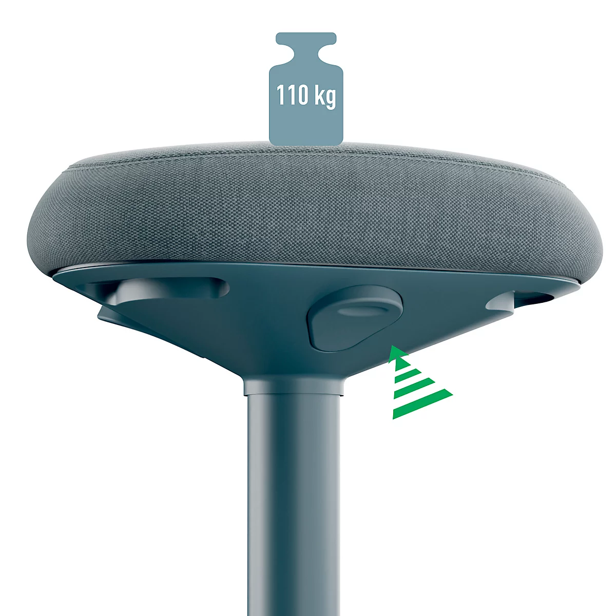 Sitz-/Stehhilfe Leitz Ergo Active, ergonomisch, höhenverstellbar, dreieckiger Komfortsitz, Schaumpolsterung, Tragegriff, bis 100 kg, dunkelgrau