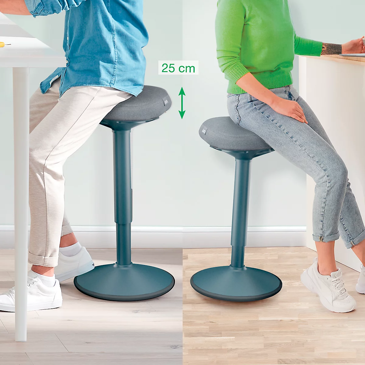 Sitz-/Stehhilfe Leitz Ergo Active, ergonomisch, höhenverstellbar, dreieckiger Komfortsitz, Schaumpolsterung, Tragegriff, bis 100 kg, dunkelgrau