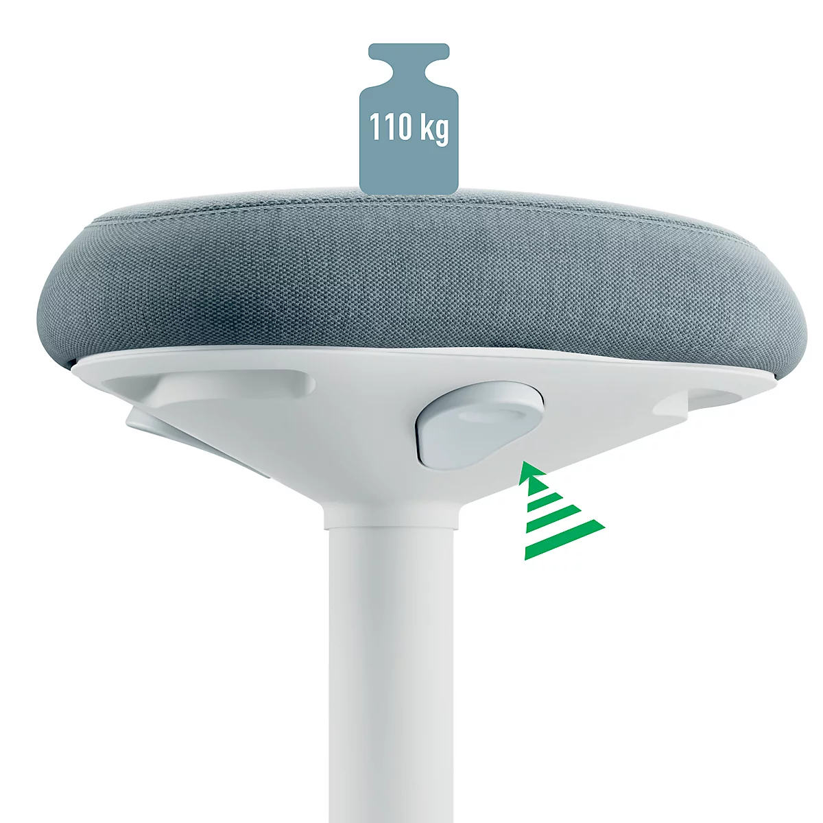 Sitz-/Stehhilfe Leitz Ergo Active, ergonomisch, höhenverstellbar, dreieckiger Komfortsitz, Schaumpolsterung, Tragegriff, bis 100 kg, hellgrau