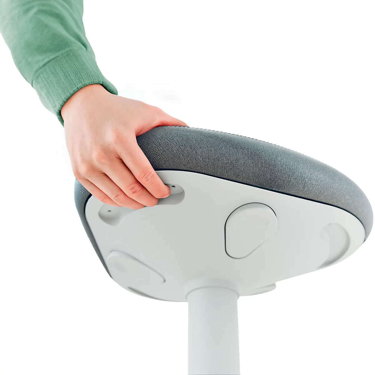 Sitz-/Stehhilfe Leitz Ergo Active, ergonomisch, höhenverstellbar, dreieckiger Komfortsitz, Schaumpolsterung, Tragegriff, bis 100 kg, hellgrau