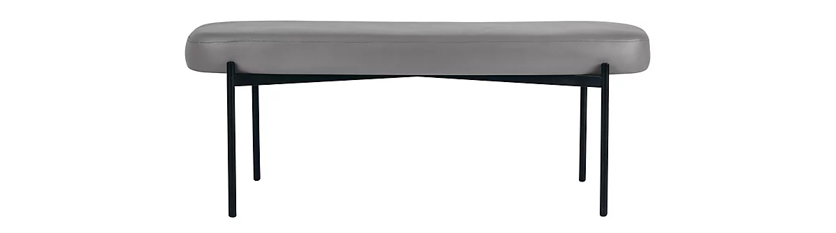 Sitzbank easyChair® by Paperflow GAIA, oval L, desinfektionsmittelbeständiger Kunstlederbezug grau, 4-Fußgestell mattschwarz, B 1180 x T 420 x H 455 mm