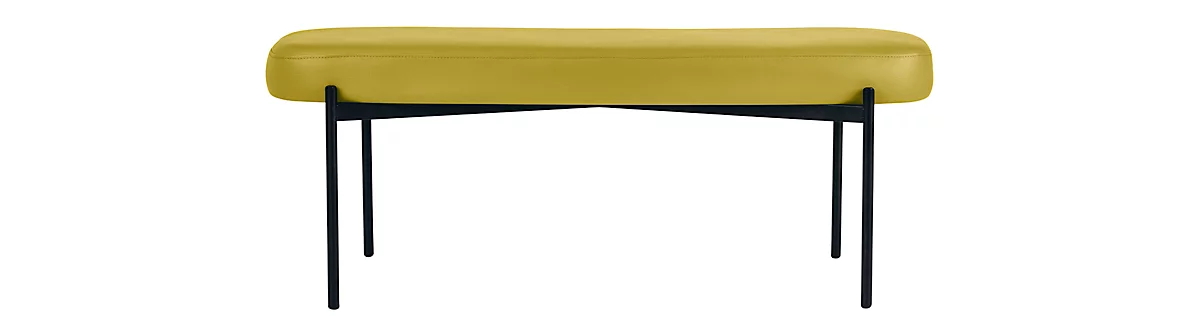 Sitzbank easyChair® by Paperflow GAIA, oval L, desinfektionsmittelbeständiger Kunstlederbezug grün, 4-Fußgestell mattschwarz, B 1180 x T 420 x H 455 mm