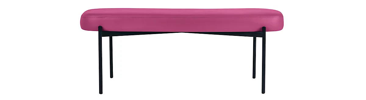 Sitzbank easyChair® by Paperflow GAIA, oval L, desinfektionsmittelbeständiger Kunstlederbezug lila, 4-Fußgestell mattschwarz, B 1180 x T 420 x H 455 mm
