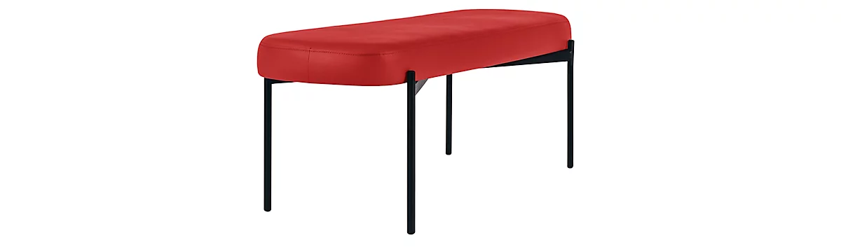 Sitzbank easyChair® by Paperflow GAIA, oval L, desinfektionsmittelbeständiger Kunstlederbezug rot, 4-Fußgestell mattschwarz, B 1180 x T 420 x H 455 mm