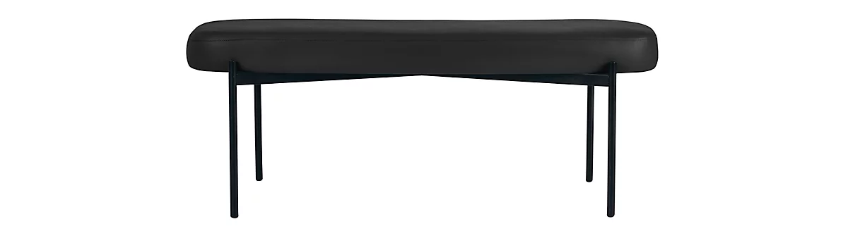Sitzbank easyChair® by Paperflow GAIA, oval L, desinfektionsmittelbeständiger Kunstlederbezug schwarz, 4-Fußgestell mattschwarz, B 1180 x T 420 x H 455 mm