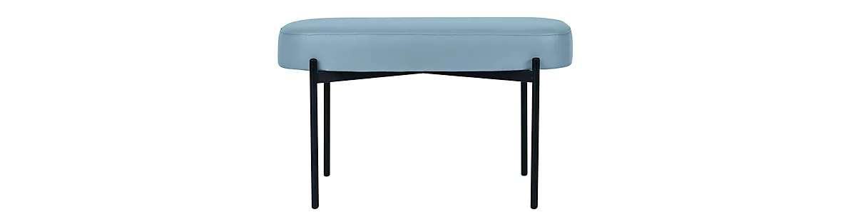 Sitzbank easyChair® by Paperflow GAIA, oval M, desinfektionsmittelbeständiger Kunstlederbezug blau, 4-Fußgestell mattschwarz, B 790 x T 420 x H 455 mm