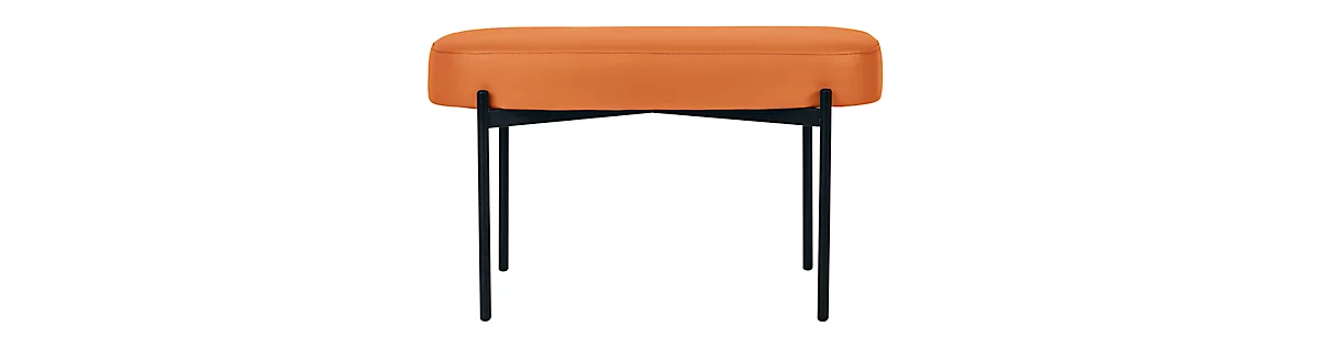 Sitzbank easyChair® by Paperflow GAIA, oval M, desinfektionsmittelbeständiger Kunstlederbezug orange, 4-Fußgestell mattschwarz, B 790 x T 420 x H 455 mm