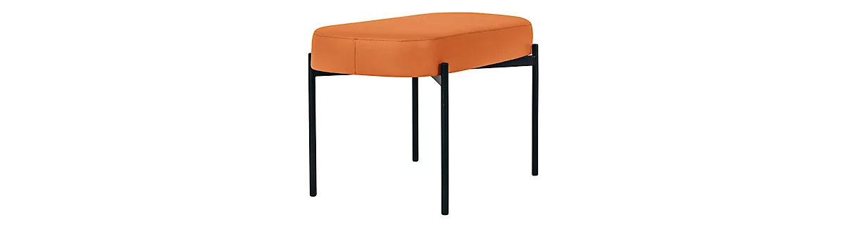 Sitzbank easyChair® by Paperflow GAIA, oval M, desinfektionsmittelbeständiger Kunstlederbezug orange, 4-Fußgestell mattschwarz, B 790 x T 420 x H 455 mm