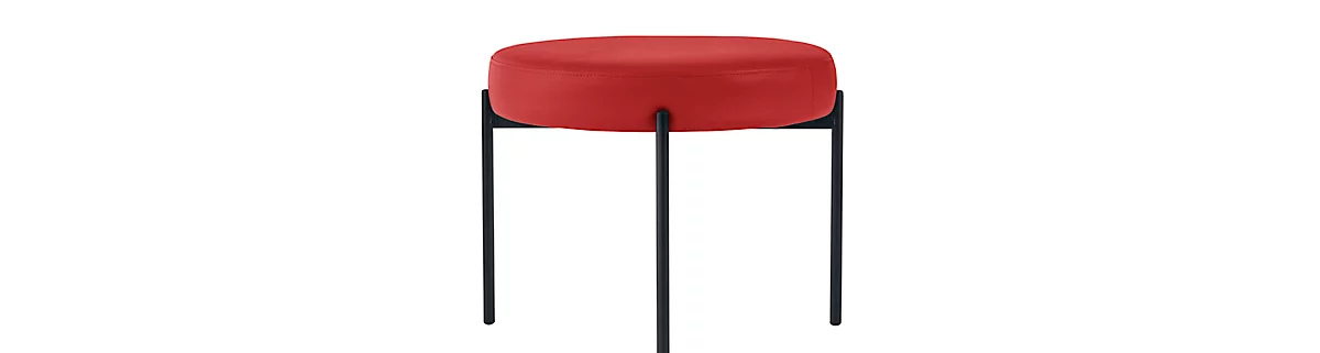 Sitzbank easyChair® by Paperflow GAIA, rund, desinfektionsmittelbeständiger Kunstlederbezug rot, 4-Fußgestell mattschwarz, B 575 x T 575 x H 455 mm