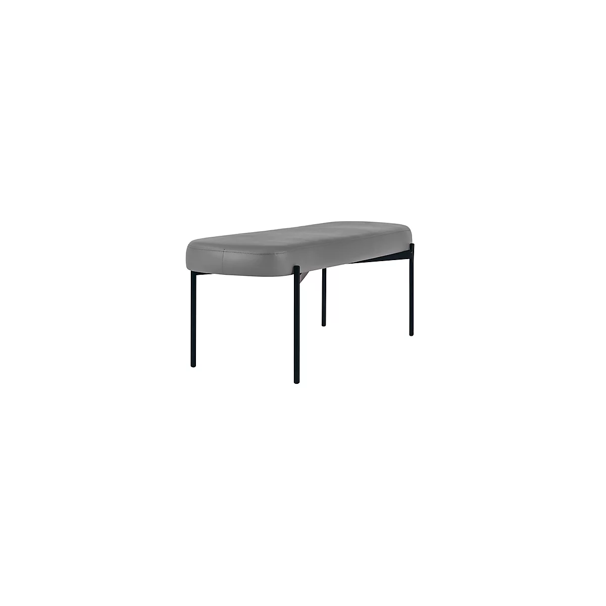Sitzbank meet® by Paperflow GAIA, oval L, desinfektionsmittelbeständiger Kunstlederbezug grau, 4-Fußgestell mattschwarz, B 1180 x T 420 x H 455 mm