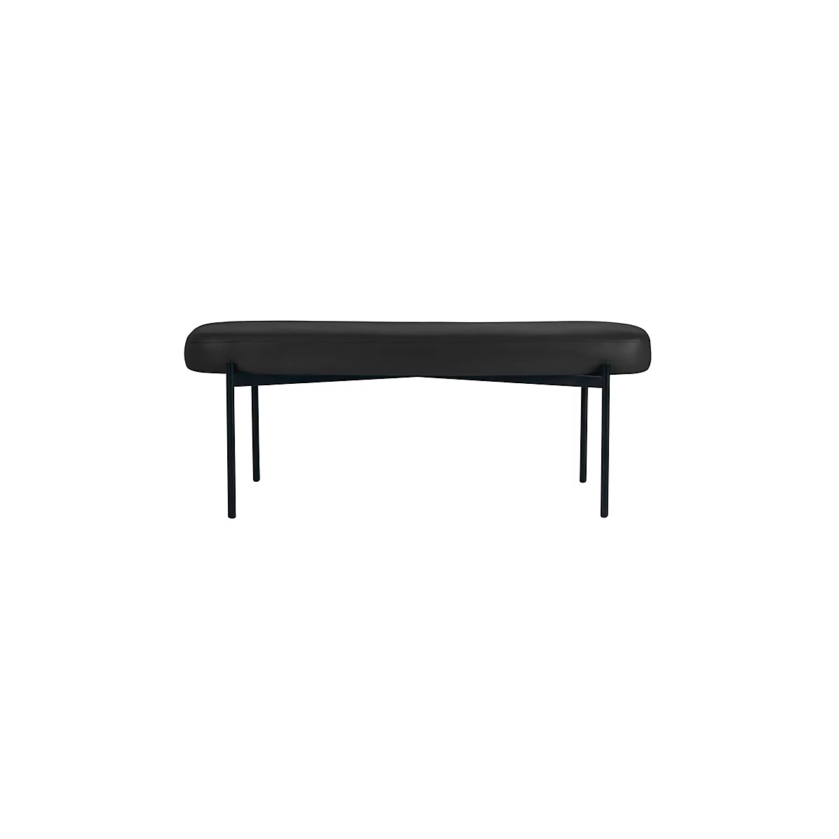 Sitzbank meet® by Paperflow GAIA, oval L, desinfektionsmittelbeständiger Kunstlederbezug schwarz, 4-Fußgestell mattschwarz, B 1180 x T 420 x H 455 mm
