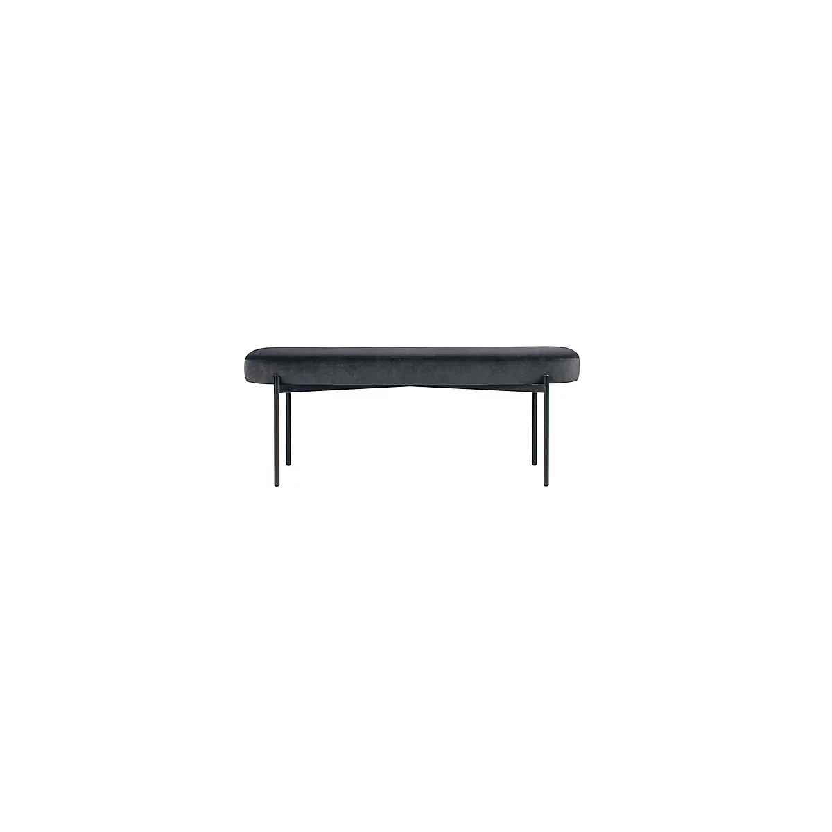 Sitzbank meet® by Paperflow GAIA, oval L, Samtbezug anthrazit, 4-Fußgestell mattschwarz, B 1180 x T 420 x H 455 mm