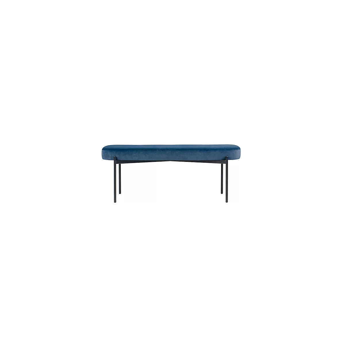 Sitzbank meet® by Paperflow GAIA, oval L, Samtbezug blau, 4-Fußgestell mattschwarz, B 1180 x T 420 x H 455 mm