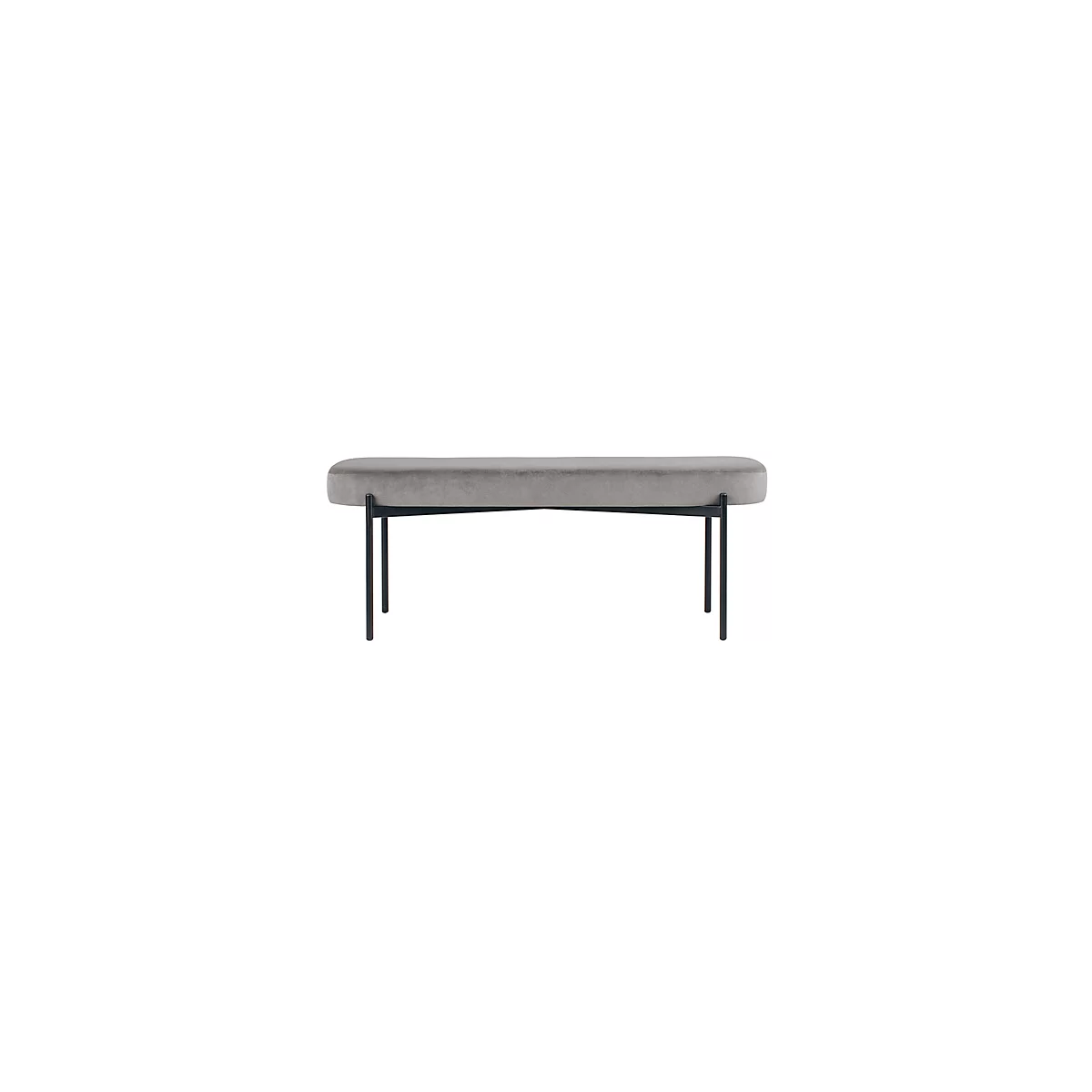 Sitzbank meet® by Paperflow GAIA, oval L, Samtbezug grau, 4-Fußgestell mattschwarz, B 1180 x T 420 x H 455 mm