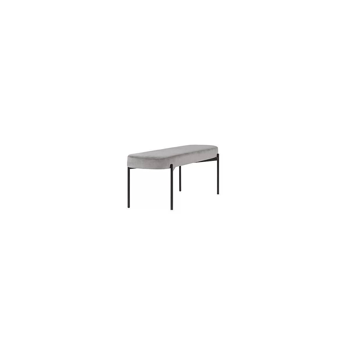 Sitzbank meet® by Paperflow GAIA, oval L, Samtbezug grau, 4-Fußgestell mattschwarz, B 1180 x T 420 x H 455 mm