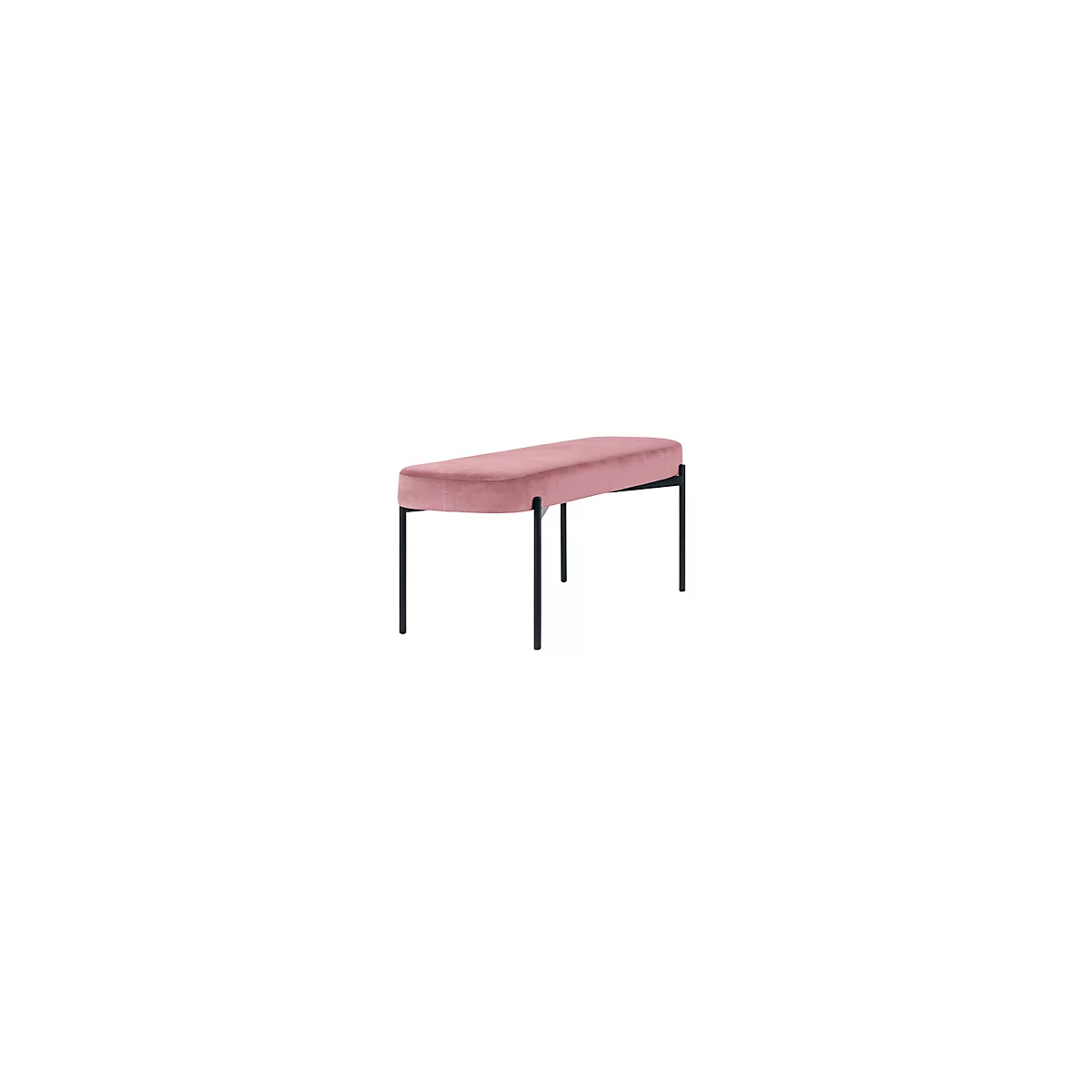 Sitzbank meet® by Paperflow GAIA, oval L, Samtbezug rosé, 4-Fußgestell mattschwarz, B 1180 x T 420 x H 455 mm
