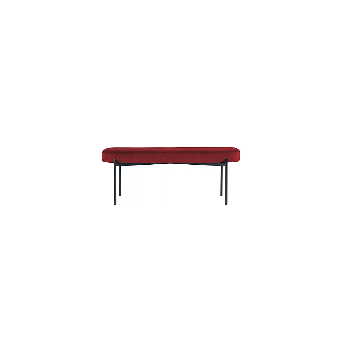 Sitzbank meet® by Paperflow GAIA, oval L, Samtbezug rot, 4-Fußgestell mattschwarz, B 1180 x T 420 x H 455 mm