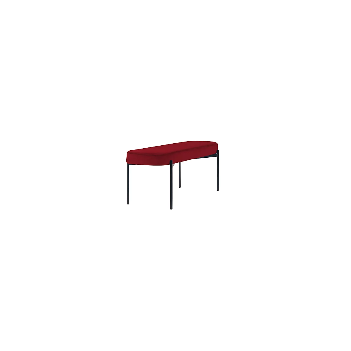 Sitzbank meet® by Paperflow GAIA, oval L, Samtbezug rot, 4-Fußgestell mattschwarz, B 1180 x T 420 x H 455 mm