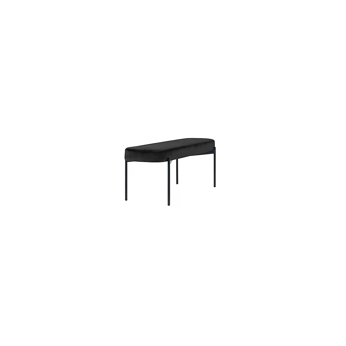 Sitzbank meet® by Paperflow GAIA, oval L, Samtbezug schwarz, 4-Fußgestell mattschwarz, B 1180 x T 420 x H 455 mm