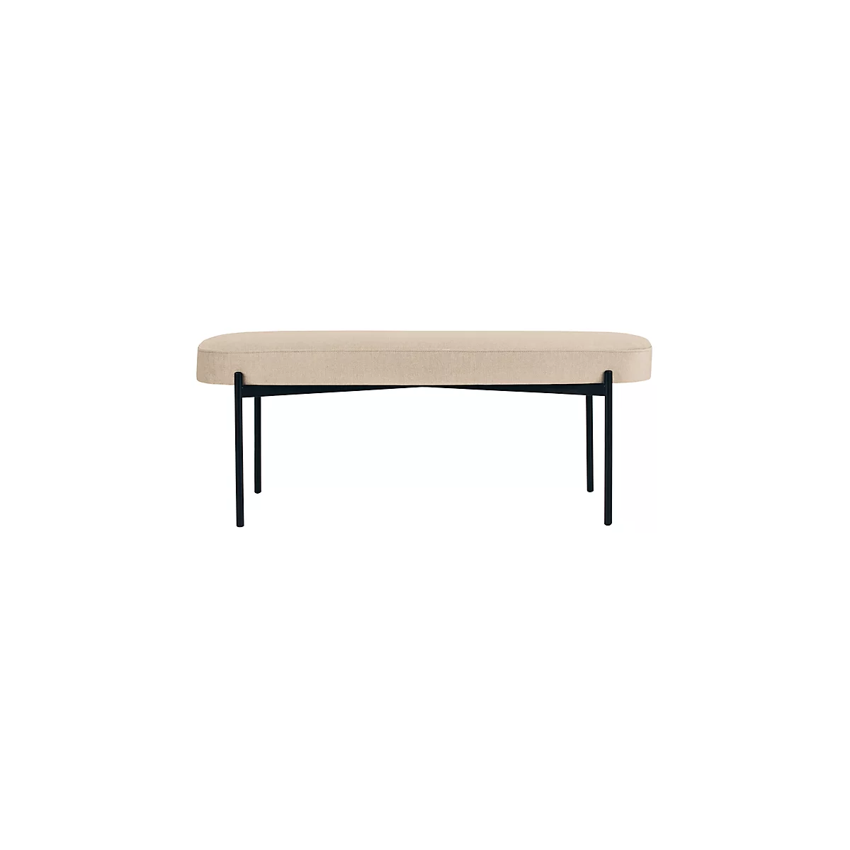 Sitzbank meet® by Paperflow GAIA, oval L, Stoffbezug elfenbeinfarben, 4-Fußgestell mattschwarz, B 1180 x T 420 x H 455 mm