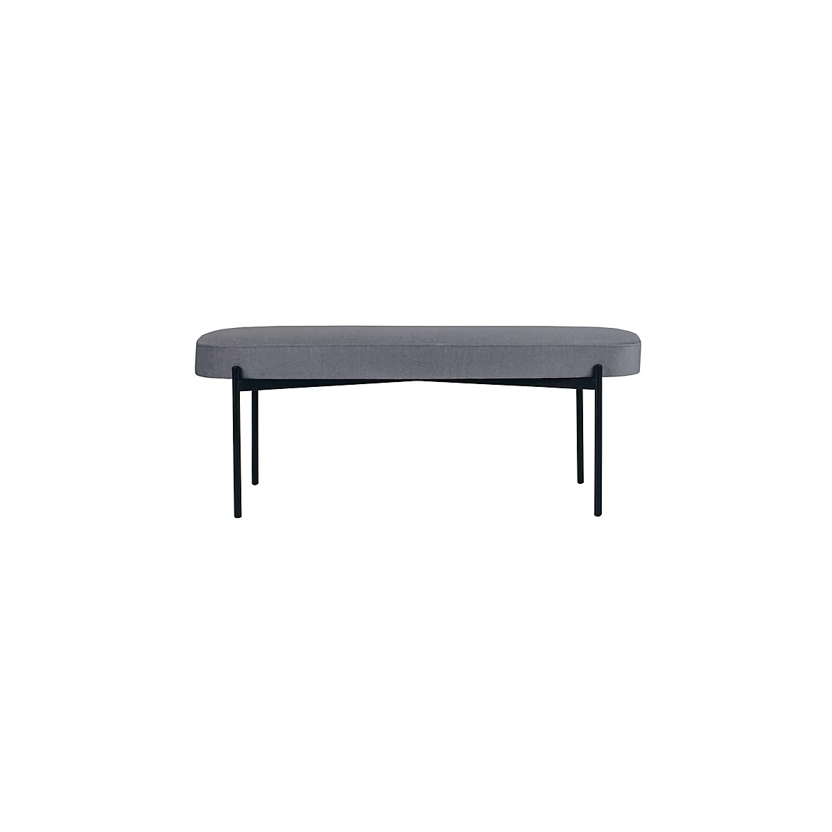 Sitzbank meet® by Paperflow GAIA, oval L, Stoffbezug mausgrau, 4-Fußgestell mattschwarz, B 1180 x T 420 x H 455 mm