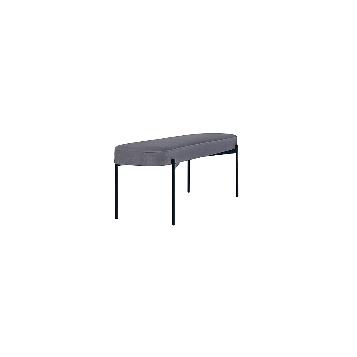 Sitzbank meet® by Paperflow GAIA, oval L, Stoffbezug mausgrau, 4-Fußgestell mattschwarz, B 1180 x T 420 x H 455 mm