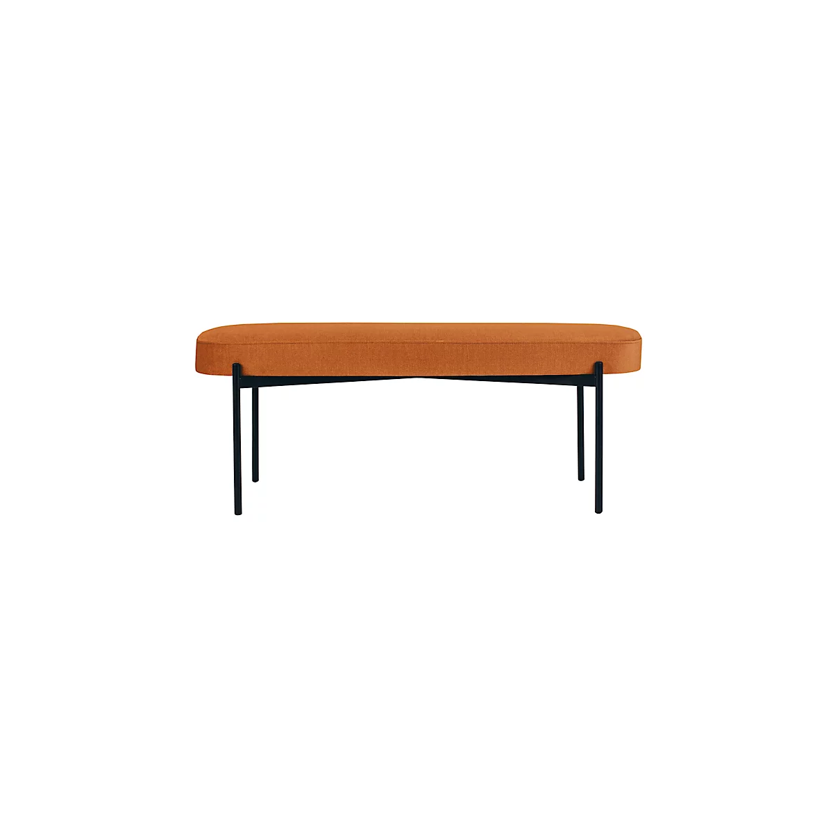 Sitzbank meet® by Paperflow GAIA, oval L, Stoffbezug rostfarben, 4-Fußgestell mattschwarz, B 1180 x T 420 x H 455 mm