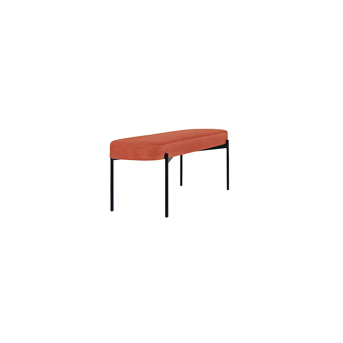 Sitzbank meet® by Paperflow GAIA, oval L, Stoffbezug rostfarben, 4-Fußgestell mattschwarz, B 1180 x T 420 x H 455 mm