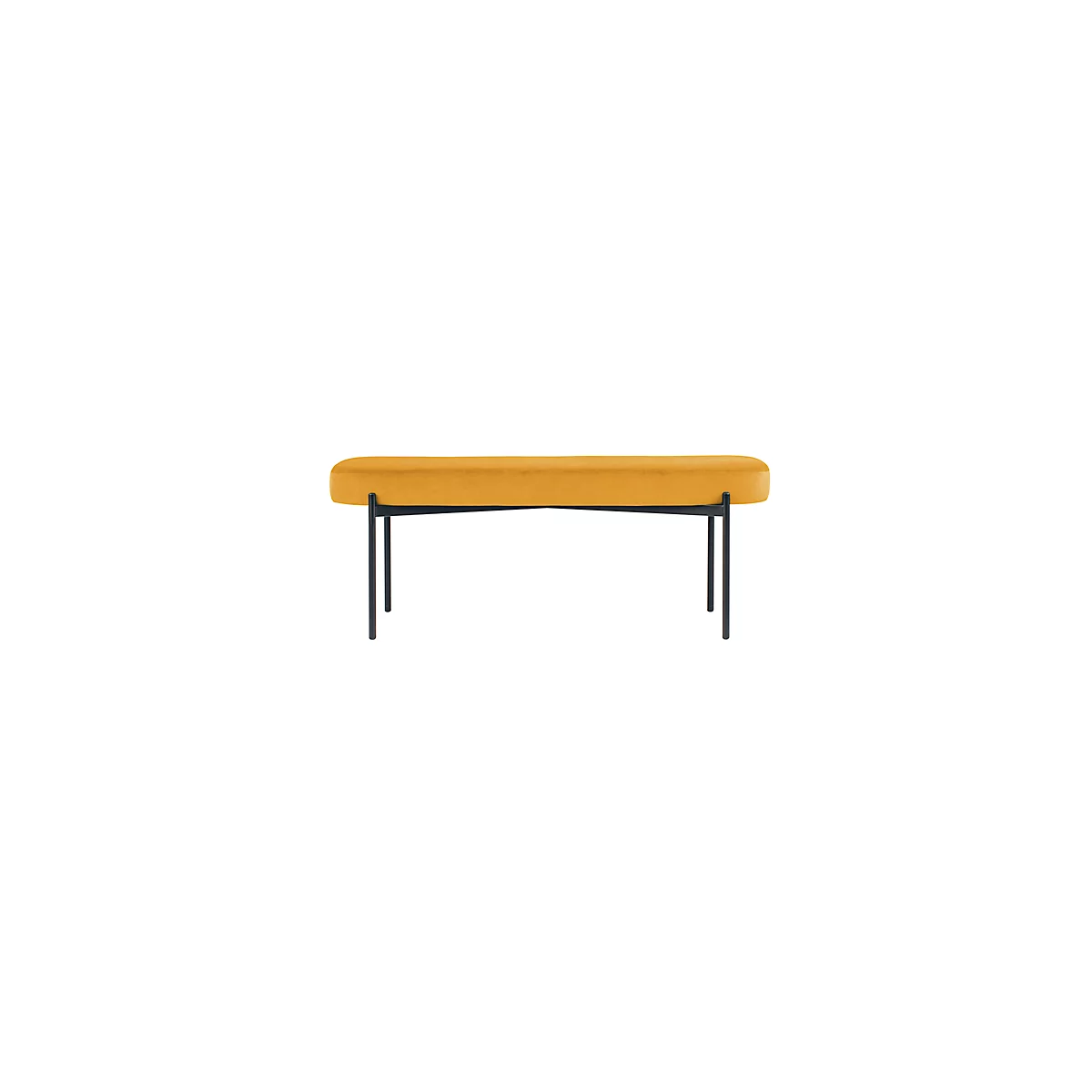 Sitzbank meet® by Paperflow GAIA, oval L, Stoffbezug safran, 4-Fußgestell mattschwarz, B 1180 x T 420 x H 455 mm
