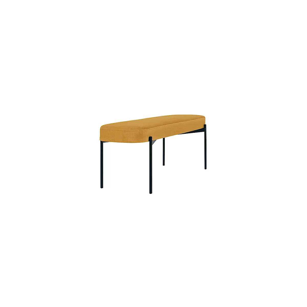 Sitzbank meet® by Paperflow GAIA, oval L, Stoffbezug safran, 4-Fußgestell mattschwarz, B 1180 x T 420 x H 455 mm